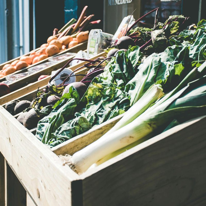 Close up of farmers market stand